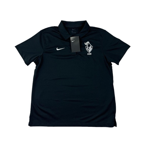 NWT Nike Black Short Sleeve Polo Women’s Shirt Sz M ASB Embroidered‎ Baker - Picture 1 of 7